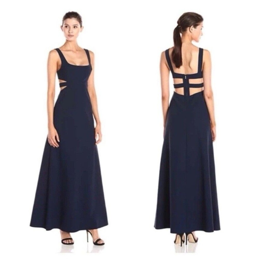 Jill Jill Stuart Sleeveless Cutout Evening Gown Dress, Navy Size 6 MSRP $428